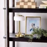 Better Homes & Gardens Portable Milk Glass Table Lamp, Rechargeable